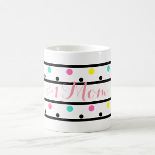 Number 1 Mum Black Polka Dots Coffee Mug