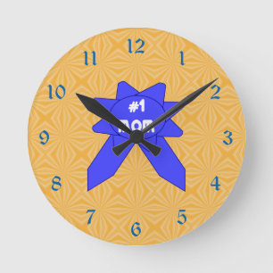 Number 1 Mum Blue Ribbon Round Clock