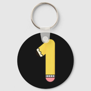 Number 1 Pencil Back to School 1st Birthday First Key Ring