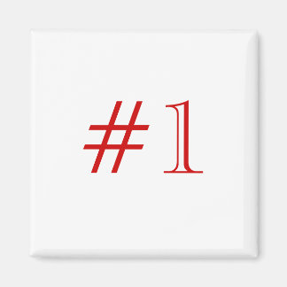 Number 1. Red and White. Custom Magnet