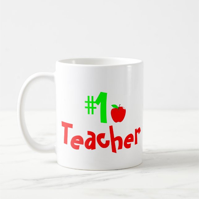 Number 1 Teacher Mug, Best Teacher Gift,  Coffee Mug (Left)