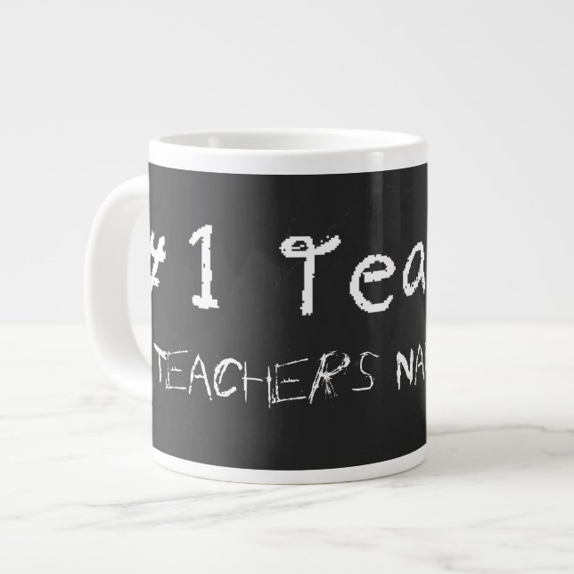 Number 1 Teacher Personalise With Teachers Name Large Coffee Mug (Front Left)