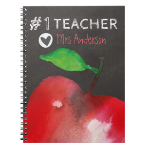 Number 1 Teacher   Personalised Red Apple Notebook