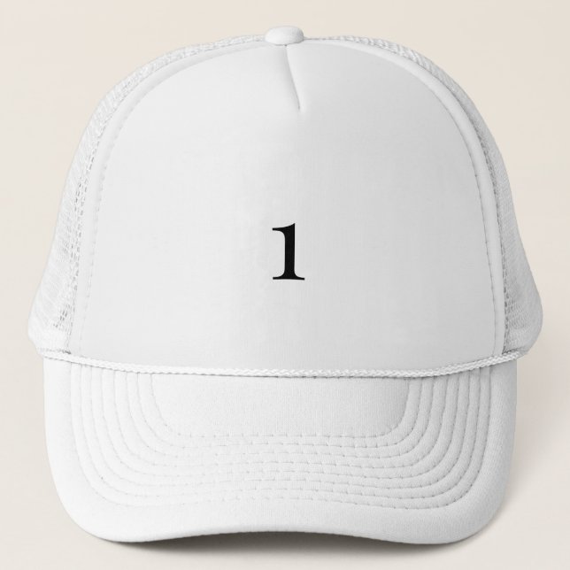 Number 1 text Symbol Logo White Colour Trucker Hat (Front)