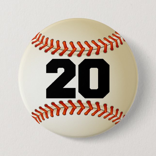 Number 20 Baseball 7.5 Cm Round Badge (Front)
