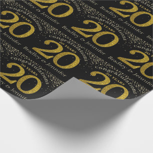 Number 20 Glitter Gold Anniversary Wrapping Paper