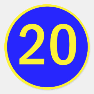 number 20 in a circle classic round sticker