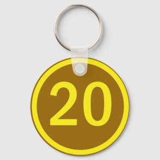 number 20 in a circle key ring