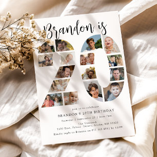 Number 20 Photo Co lage 20th Birthday Party Invitation