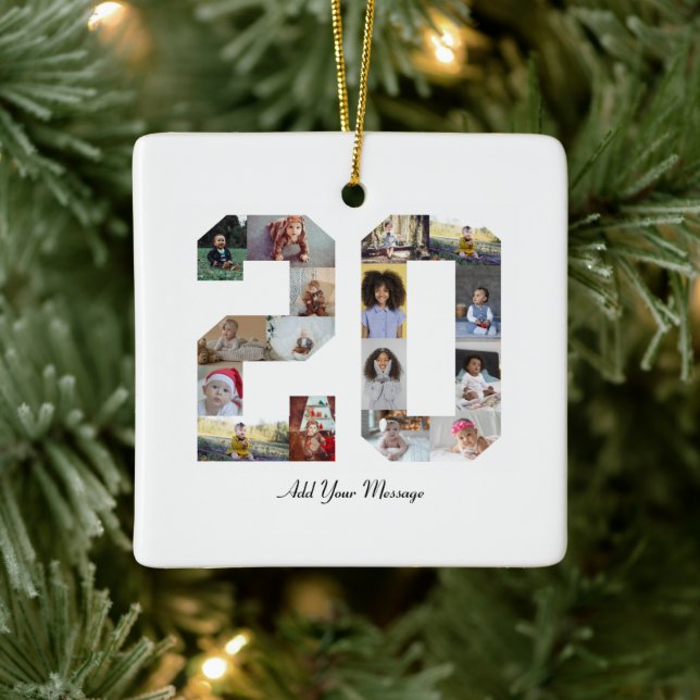 Number 20 Photo Collage Ceramic Ornament (Tree)