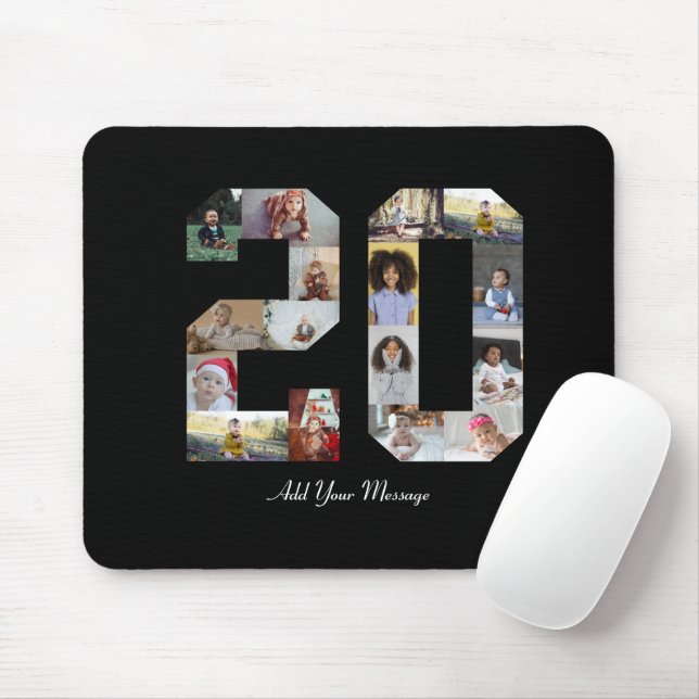 Number 20 Photo Collage Mouse Mat (With Mouse)