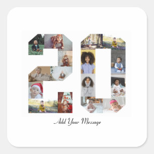 Number 20 Photo Collage Square Sticker