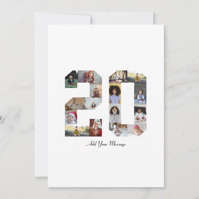 Number 20 Photo Collage Thank You Card (Front)