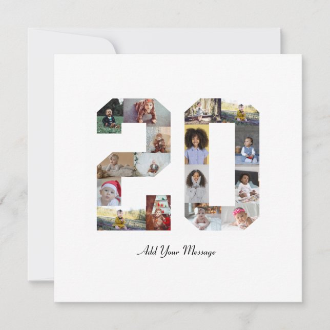 Number 20 Photo Collage Thank You Card (Front)