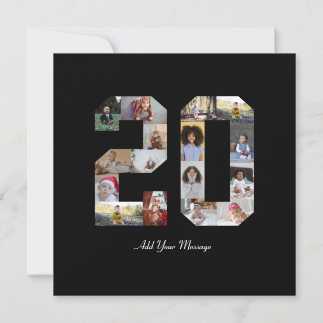 Number 20 Photo Collage Thank You Card (Front)