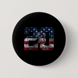 Number 20 Years Ice Hockey 20th Birthday 6 Cm Round Badge