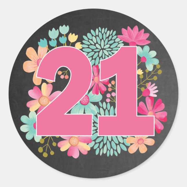 Number 21 21st Birthday Anniversary Party Classic Round Sticker (Front)