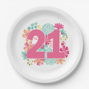 Number 21 21st Birthday Anniversary Party Paper Plate