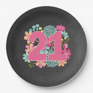 Number 21 21st Birthday Anniversary Party Paper Plate