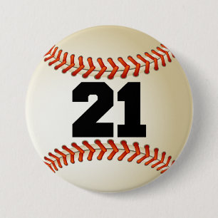 Number 21 Baseball 7.5 Cm Round Badge