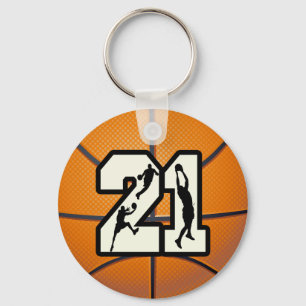 Number 21 Basketball Key Ring