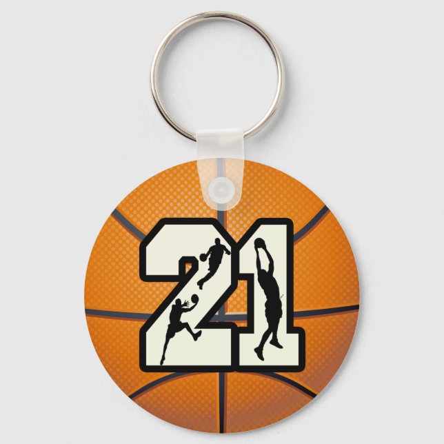 Number 21 Basketball Key Ring (Front)