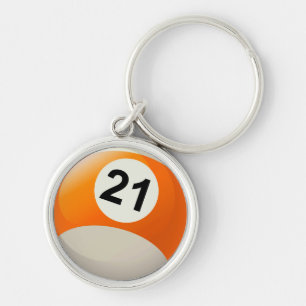 Number 21 Billiards Ball Key Ring