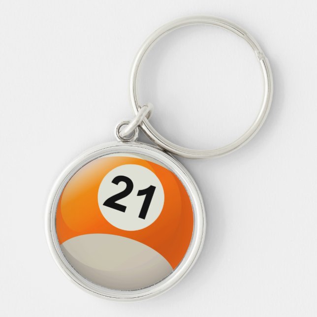 Number 21 Billiards Ball Key Ring (Front)