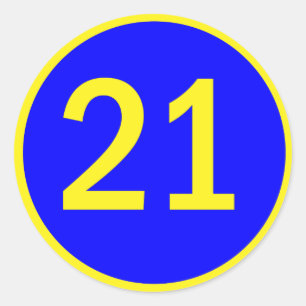 number 21 in a circle classic round sticker