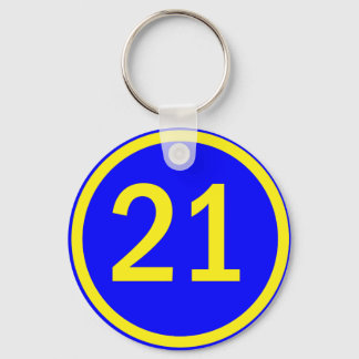 number 21 in a circle key ring