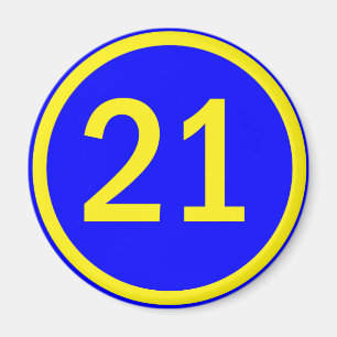 number 21 in a circle magnet