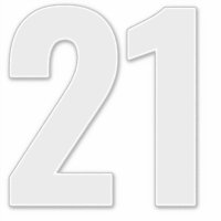 Number 21 Silver Grey and White Sticker