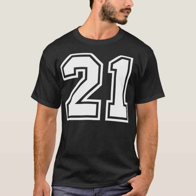 Number #21 Sports Jersey Lucky Favorite Number  T-Shirt (Front)