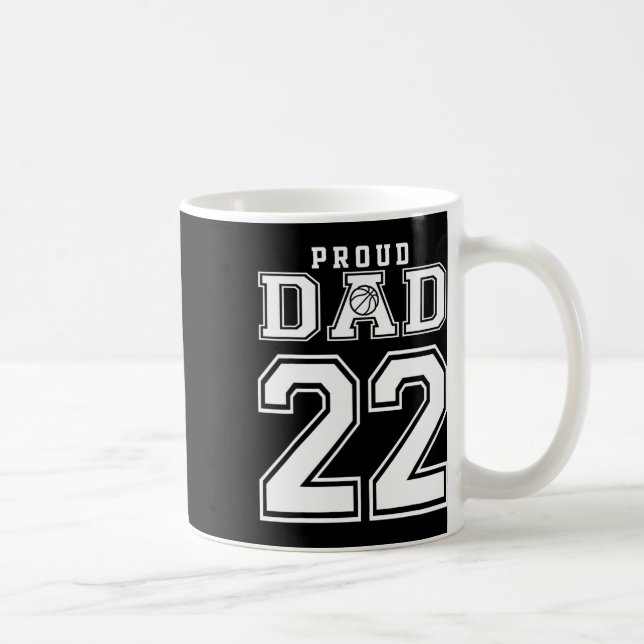 Number 22 Custom Proud Bysketbyll Dad Personalised Coffee Mug (Right)