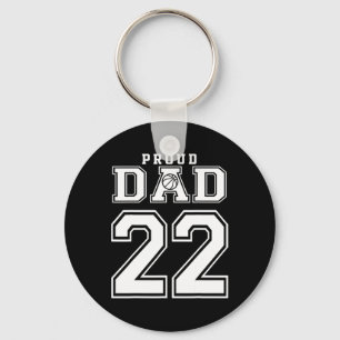 Number 22 Custom Proud Bysketbyll Dad Personalized Key Ring