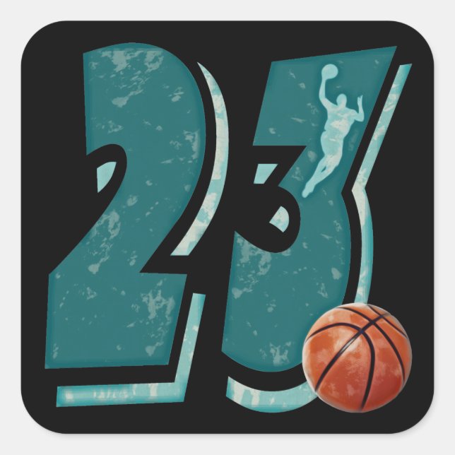 Number 23 Basketball and Player Square Sticker (Front)