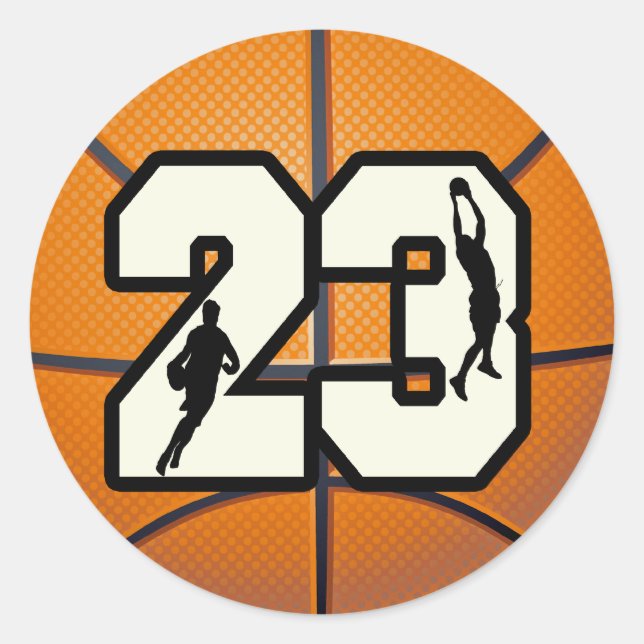 Number 23 Basketball Classic Round Sticker (Front)