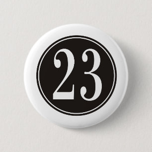 Number 23 - Black Circle (front) 6 Cm Round Badge