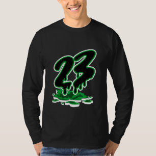 Number 23 Dripping Sneaker Match 3 Pine Green T-Shirt