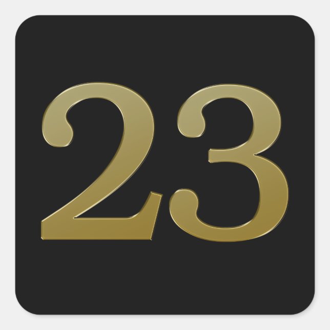 Number 23 Gold Square Sticker (Front)