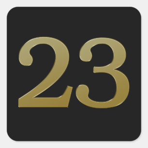 Number 23 Gold Square Sticker