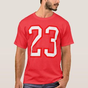 Number 23 White Red Sport Varsity Numberankop frie T-Shirt