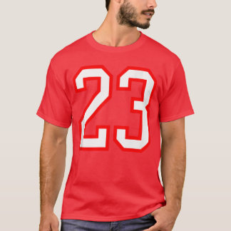 Number 23 White Red Sport Varsity Numberankop frie T-Shirt