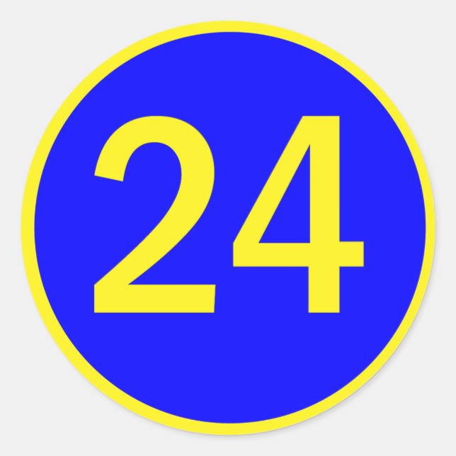 number 24 in a circle classic round sticker (Front)