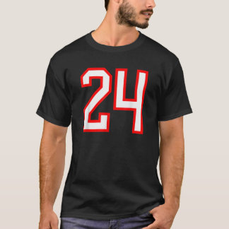 Number 24 White Red Sports Jersey Birthday Lucky N T-Shirt