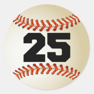 Number 25 Baseball Classic Round Sticker