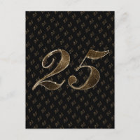 Number 25 Black Gold 25th Birthday Anniversary