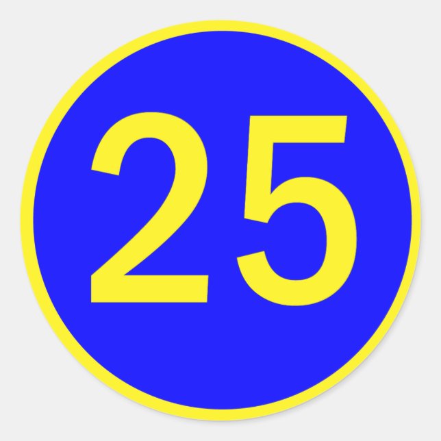 number 25 in a circle classic round sticker (Front)