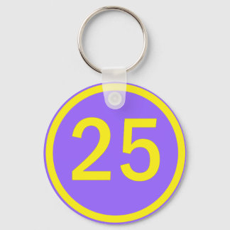 number 25 in a circle key ring