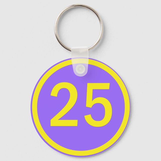 number 25 in a circle key ring (Front)